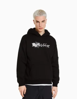 BERSHKA Sudadera capucha orejitas TOKYO REVENGERS Negro Discount