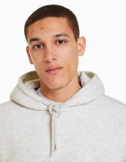 BERSHKA Sudadera capucha oversize Gris Clearance
