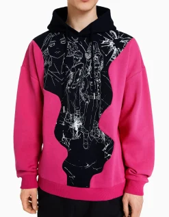 BERSHKA Sudadera capucha print TOKYO REVENGERS Fucsia Cheap