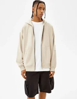 BERSHKA Sudadera cremallera capucha Negro Shop