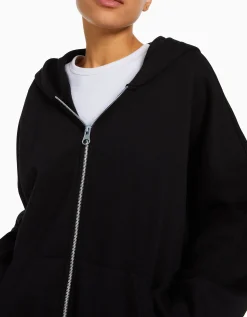 BERSHKA Sudadera cremallera capucha oversize Negro Online
