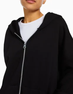 BERSHKA Sudadera cremallera capucha oversize Negro Cheap
