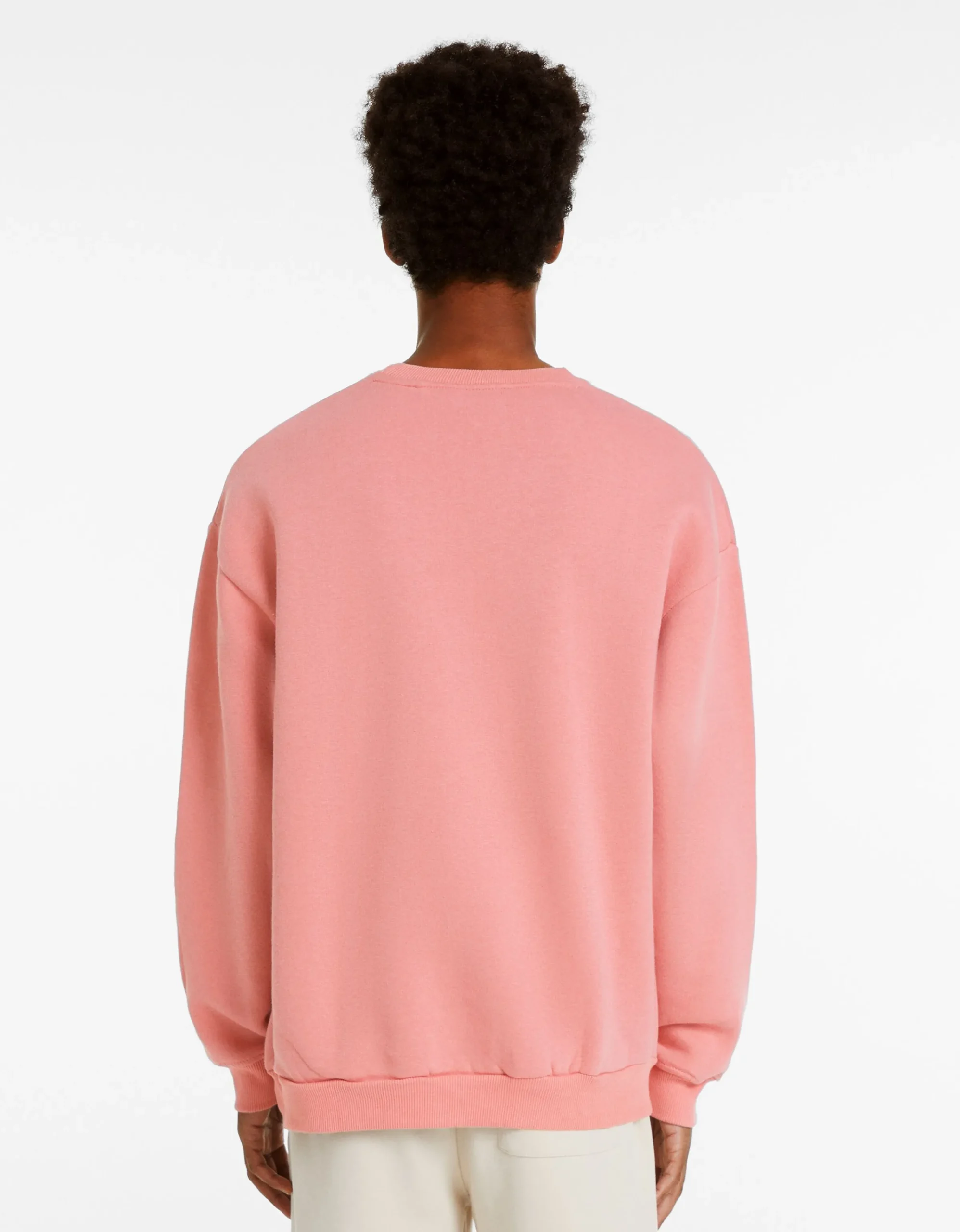BERSHKA Sudadera cuello redondo oversize Negro Best