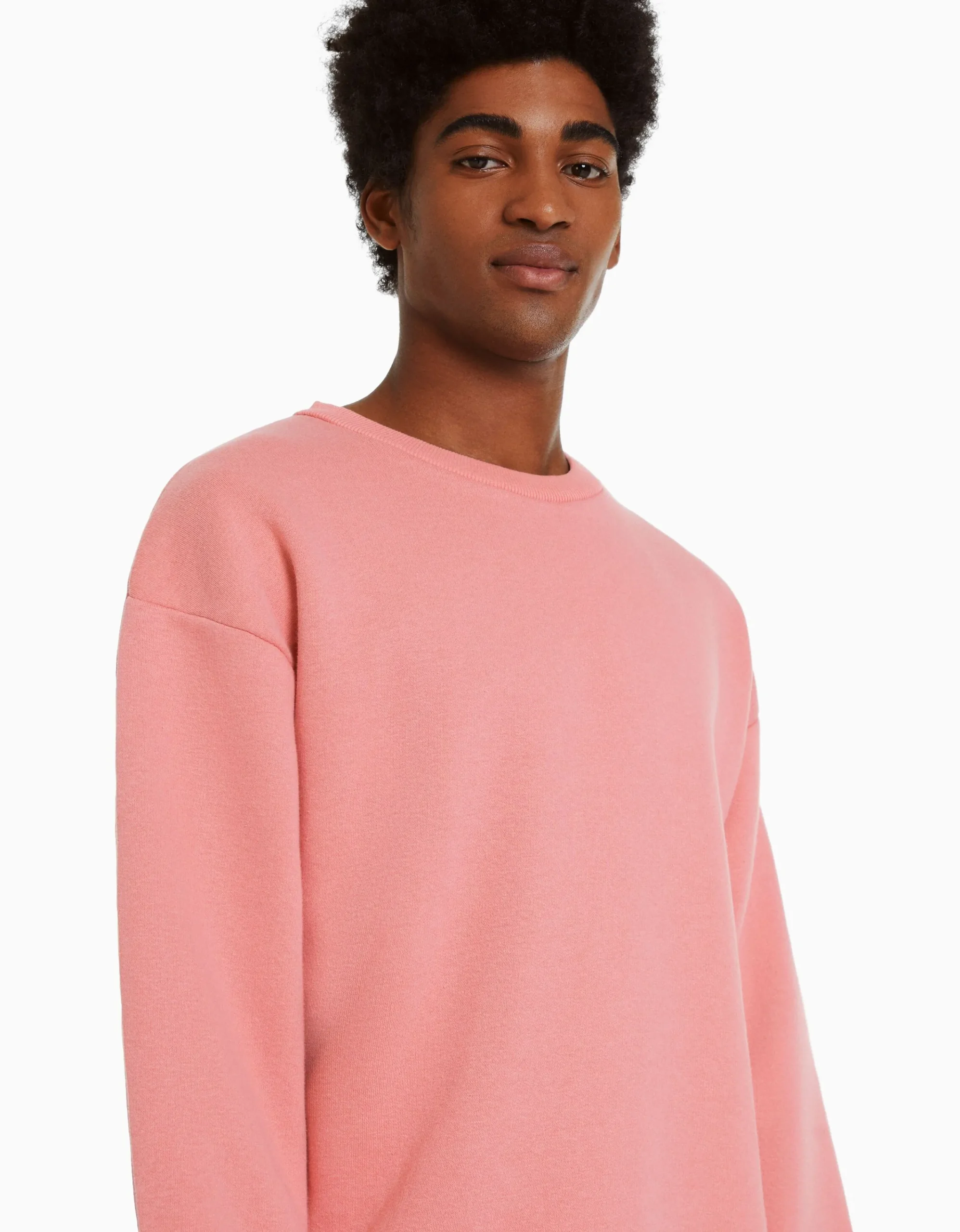 BERSHKA Sudadera cuello redondo oversize Negro Best