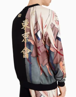 BERSHKA Sudadera cuello redondo print TOKYO REVENGERS Camel Fashion
