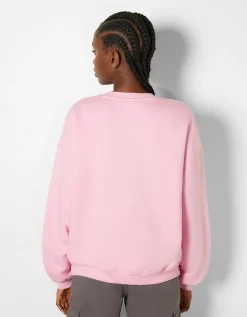 BERSHKA Sudadera oversize print Rojo Shop