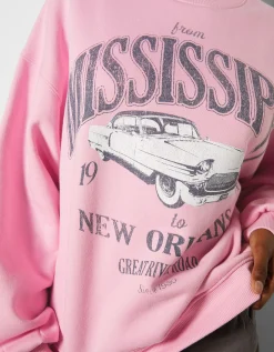 BERSHKA Sudadera oversize print Rojo Shop