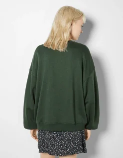BERSHKA Sudadera oversize print Rojo Best Sale