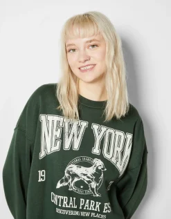 BERSHKA Sudadera oversize print Rojo Best Sale