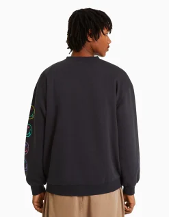 BERSHKA Sudadera print Nirvana Gris Cheap