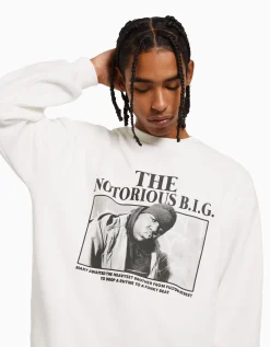 BERSHKA Sudadera print The Notorious B.I.G. Blanco Best Sale