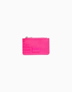 BERSHKA Tarjetero placa grabado estampado animal Azul claro New