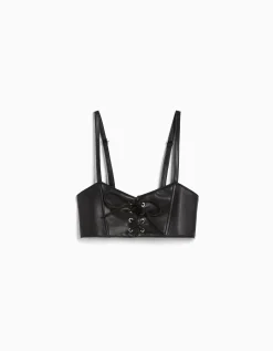 BERSHKA Top corsé lace up Negro Flash Sale