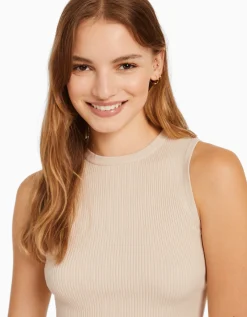 BERSHKA Top sin mangas punto Azul claro Sale