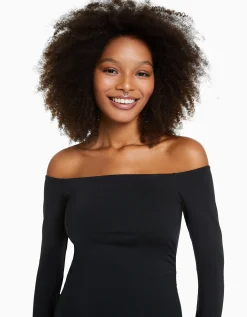 BERSHKA Vestido mini manga larga Kaki Best