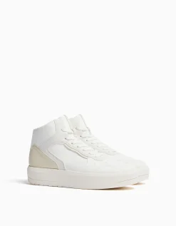 BERSHKA Zapatillas abotinadas combinadas Blanco Best