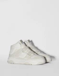 BERSHKA Zapatillas abotinadas detalle de tiras de quita y pon hombre Blanco Best Sale