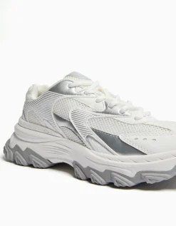BERSHKA Zapatillas combinadas detalles metalizados Lima Clearance