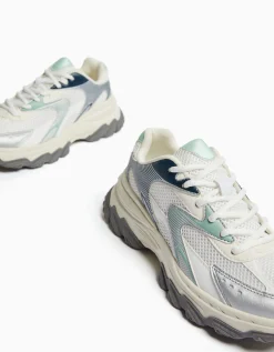 BERSHKA Zapatillas combinadas detalles metalizados Lima Cheap