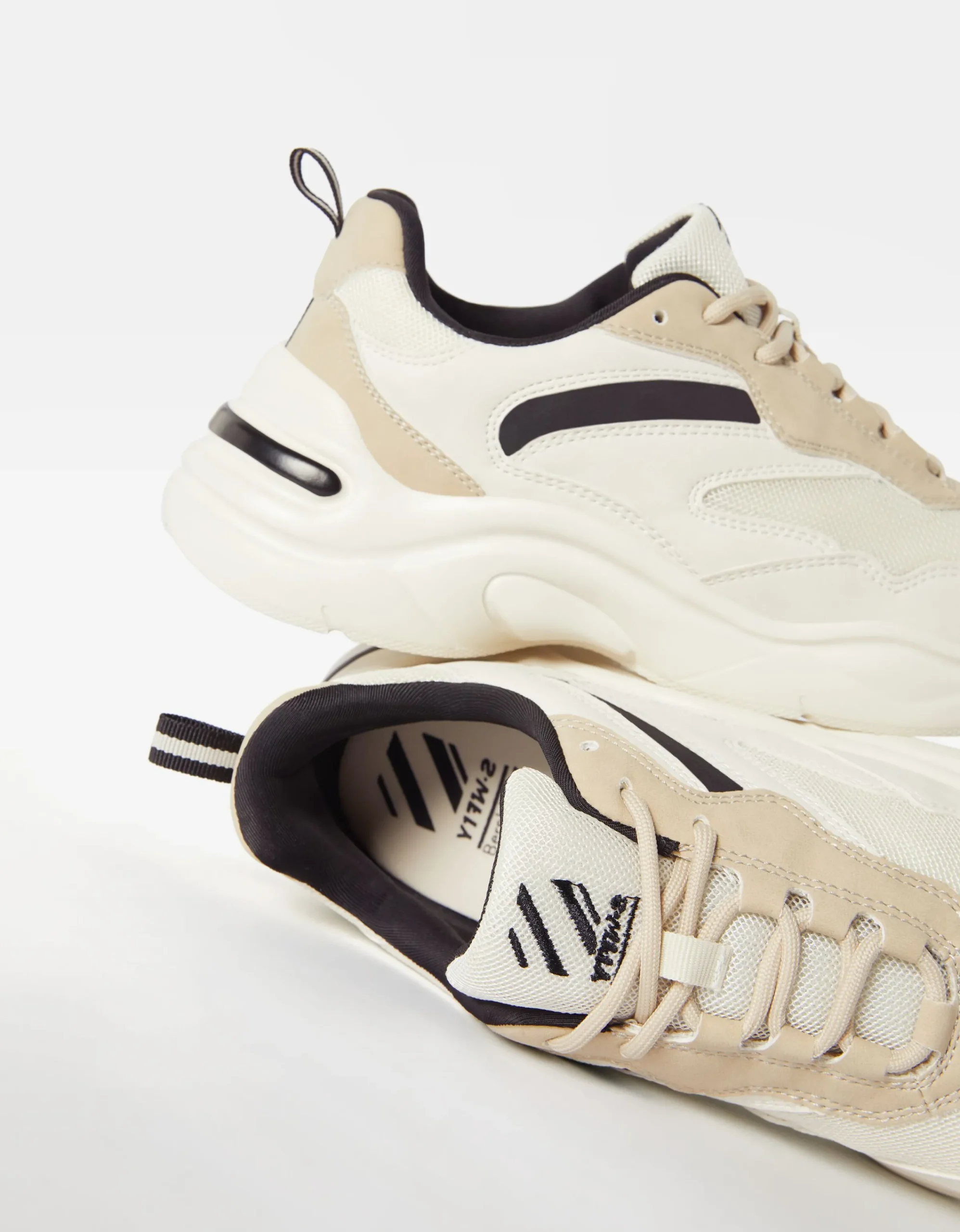 BERSHKA Zapatillas combinadas rejilla Blanco Flash Sale