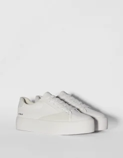 BERSHKA Zapatillas detalles acolchados Blanco Outlet