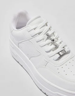 BERSHKA Zapatillas joyas plataforma Blanco Best