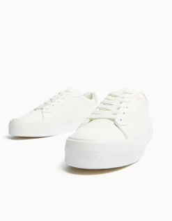 BERSHKA Zapatillas plataforma combinadas Blanco Cheap