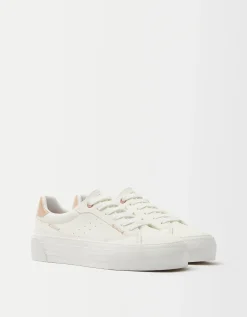 BERSHKA Zapatillas plataforma combinadas Blanco Cheap