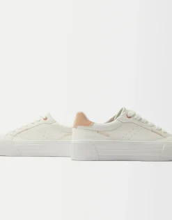 BERSHKA Zapatillas plataforma combinadas Blanco Cheap