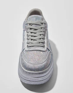 BERSHKA Zapatillas forma detalle brillos Plata Cheap