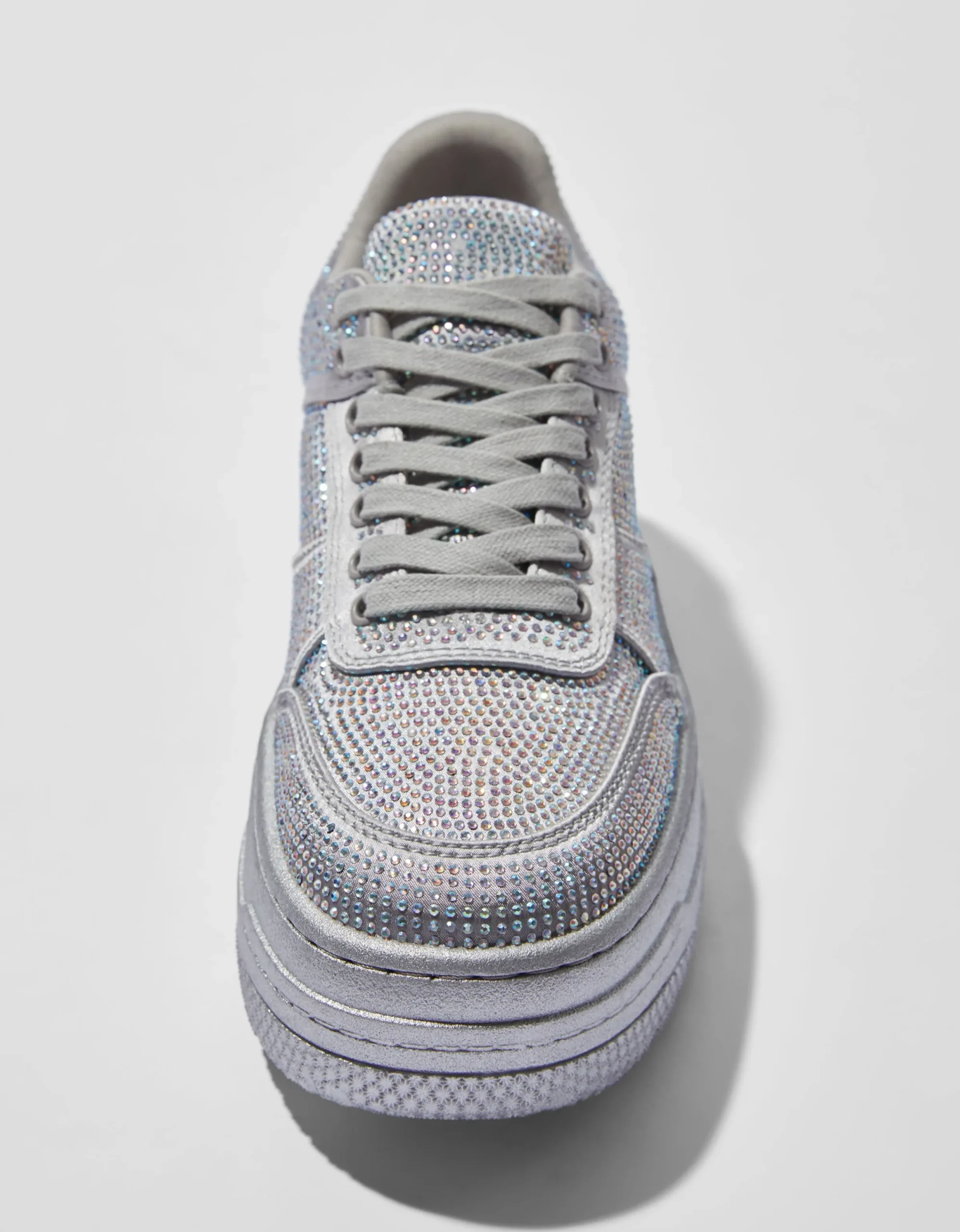 BERSHKA Zapatillas forma detalle brillos Plata Cheap