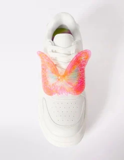BERSHKA Zapatillas plataforma detalle mariposa Blanco Cheap
