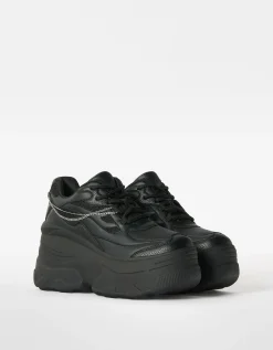 BERSHKA Zapatillas plataforma XL cadena Blanco Flash Sale