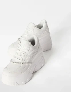 BERSHKA Zapatillas plataforma XL pulsera Blanco Flash Sale