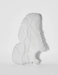 BERSHKA Zapatillas suela XL combinadas rejilla Blanco Fashion