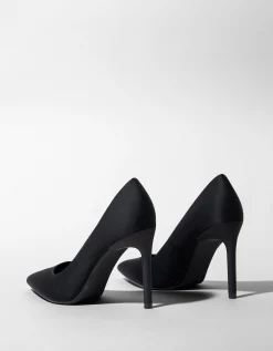 BERSHKA Zapato tacón alto Negro Hot