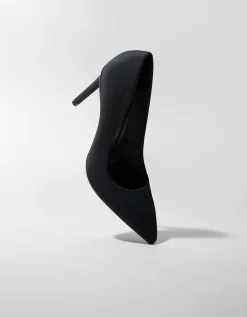 BERSHKA Zapato tacón alto Negro Hot