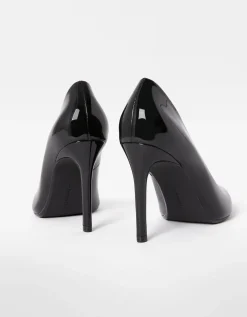 BERSHKA Zapato tacón brillo Negro Best Sale