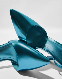 BERSHKA Zapato tacón destalonado metalizado Fucsia Fashion