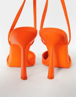 BERSHKA Zapato tacón destalonado pulsera Naranja New