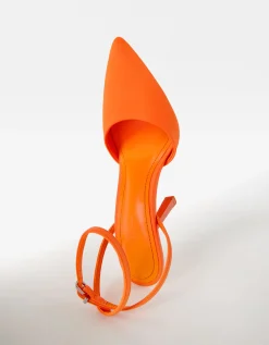 BERSHKA Zapato tacón destalonado pulsera Naranja New